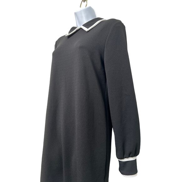 Zara Contrast Trim Long Sleeve Shift Dress/S - Picture 3 of 8